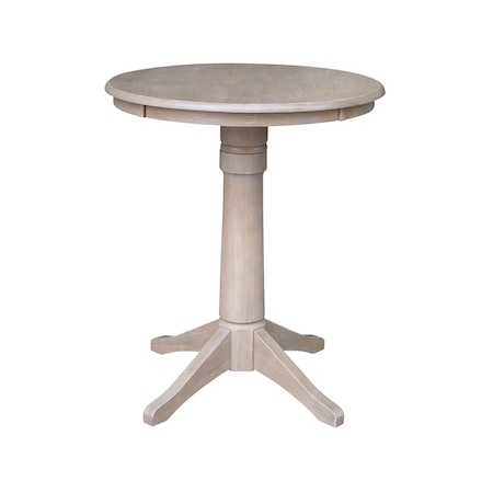 International Concepts Round 30 in Round Top Pedestal Table, 34.9 inH, Washed Gray Taupe, 30 W, 30 L, 35.9 in H, Wood K09-30RT-27B-6B